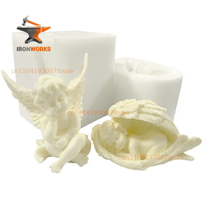 Three-dimensional gill support little angel plaster candle aromatherapy silicone Epoxy mold, wing model