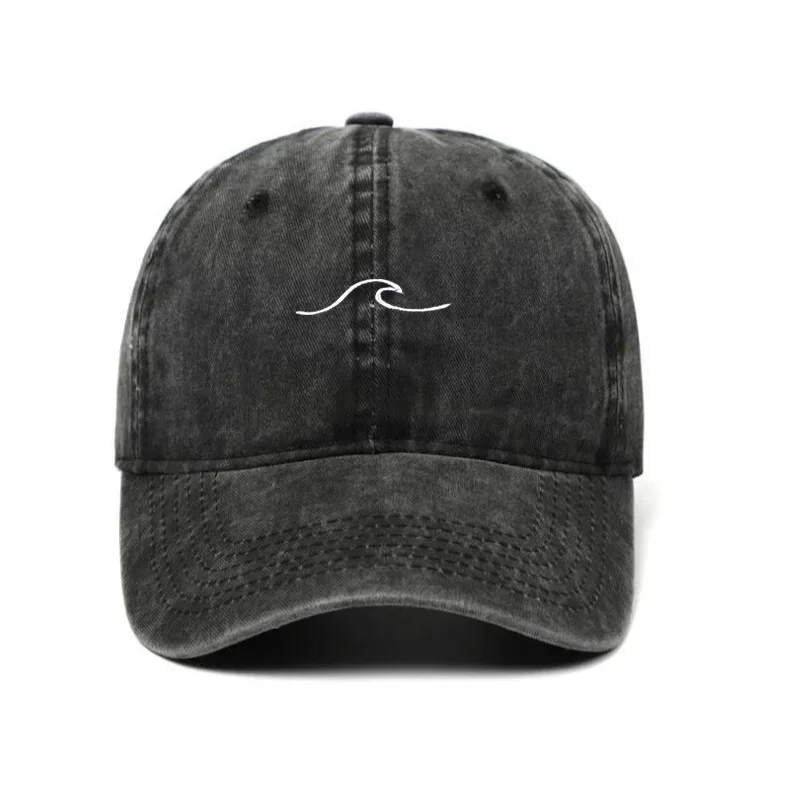 Wave Washed Dad Hat Cap Embroidery Wavy Line Baseball Cap Outdoor Sports Cotton Hip Hop Cap Men Hiphop Hat Bone 야구 모자 - Image 3