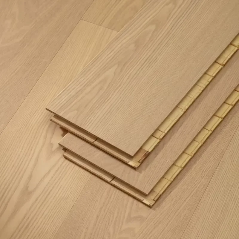 Selected Grade Knot-free Solid Three-layer European Ash Composite Wood Flooring 3mm Veneer Interlocking Wooden Tiles Floor