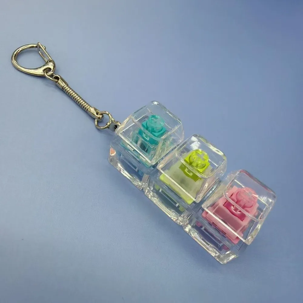 Relaxing 1/2/3/4/9 Keys Keyboard Keychain Transparent Key Button Keycap Keychain Stress Relief Pass The Time Pinch Adult