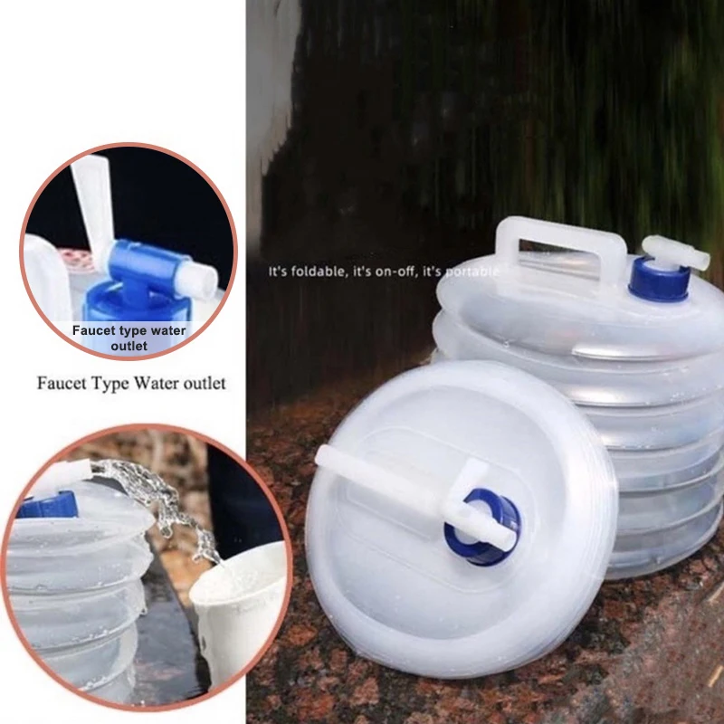 Folding Bucket With Faucet Plastic Outdoor Stretch And Contraction Large Bucket