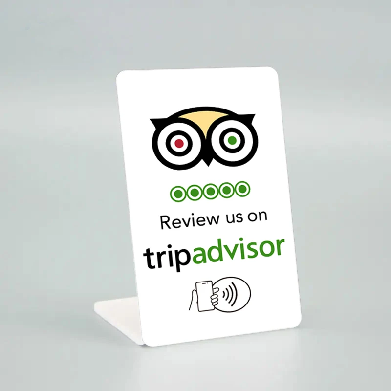 NFC Programmable Table Display for TripAdvisor Instagram Facebook Google Reviews Display Bending Card