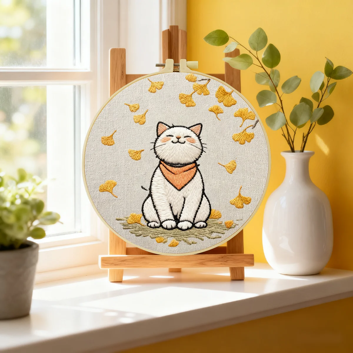1 Stück 20X20CM/15X15CM 7,87/6,3 Zoll Katzen-Stickerei-Starter-Kit DIY-Kit DIY-Stickerei-Set Handarbeiten Malerei Nadelkunst – Detail 1
