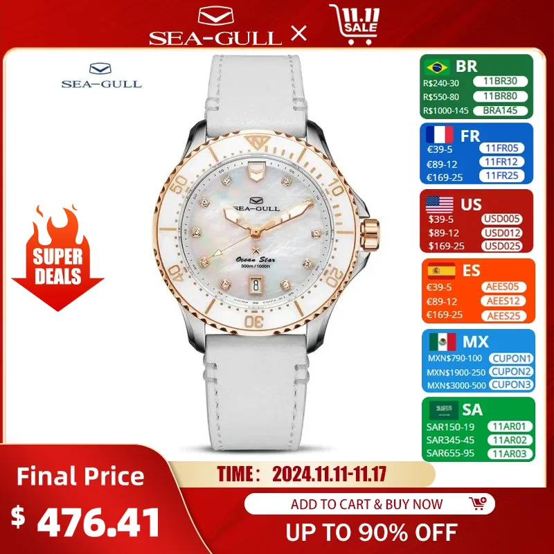 New 2023 Seagull reloj mujer 300M Waterproof Diving Business Automatic Mechanical Watch For Women's Watch Ocean Star 1211