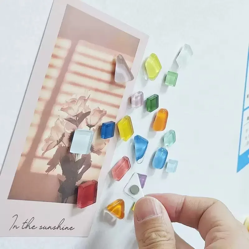 10PCS Irregular Geometric Refrigerator Magnets Round Squar Photo Whiteboard Message Kitchen Office Decoration Magnets