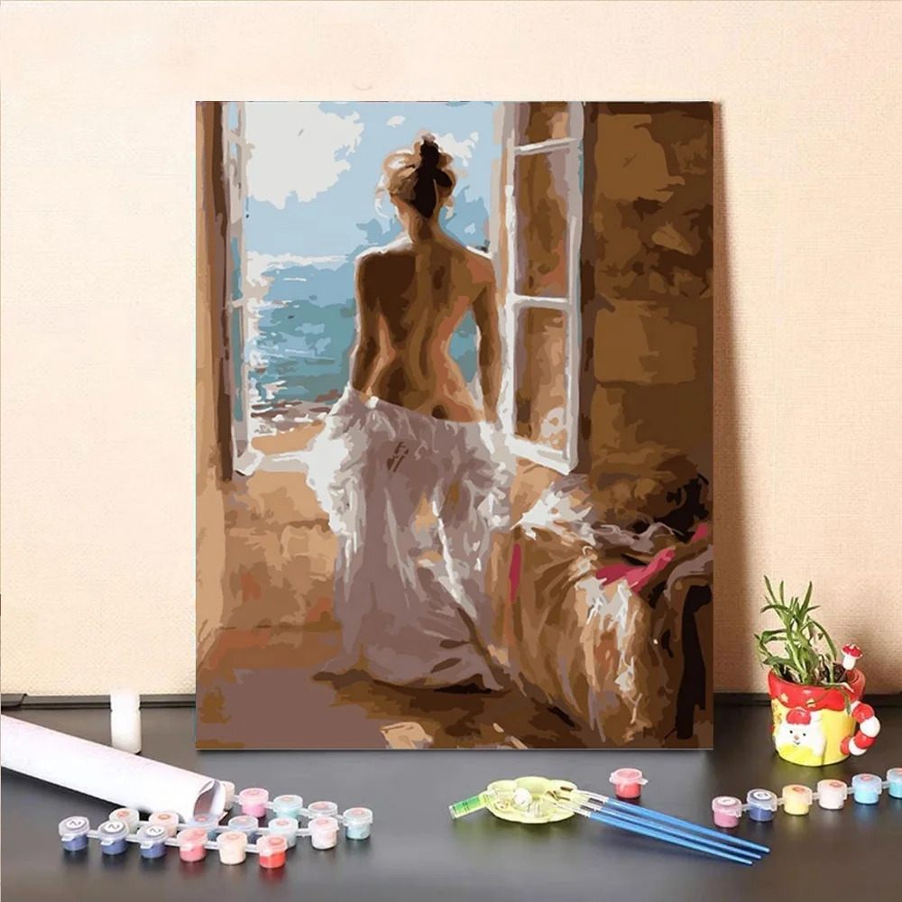 Home Decor Bathroom Girl Picture Sexy Naked Woman Hand Painting Drawing nude girls painting paint by numbers