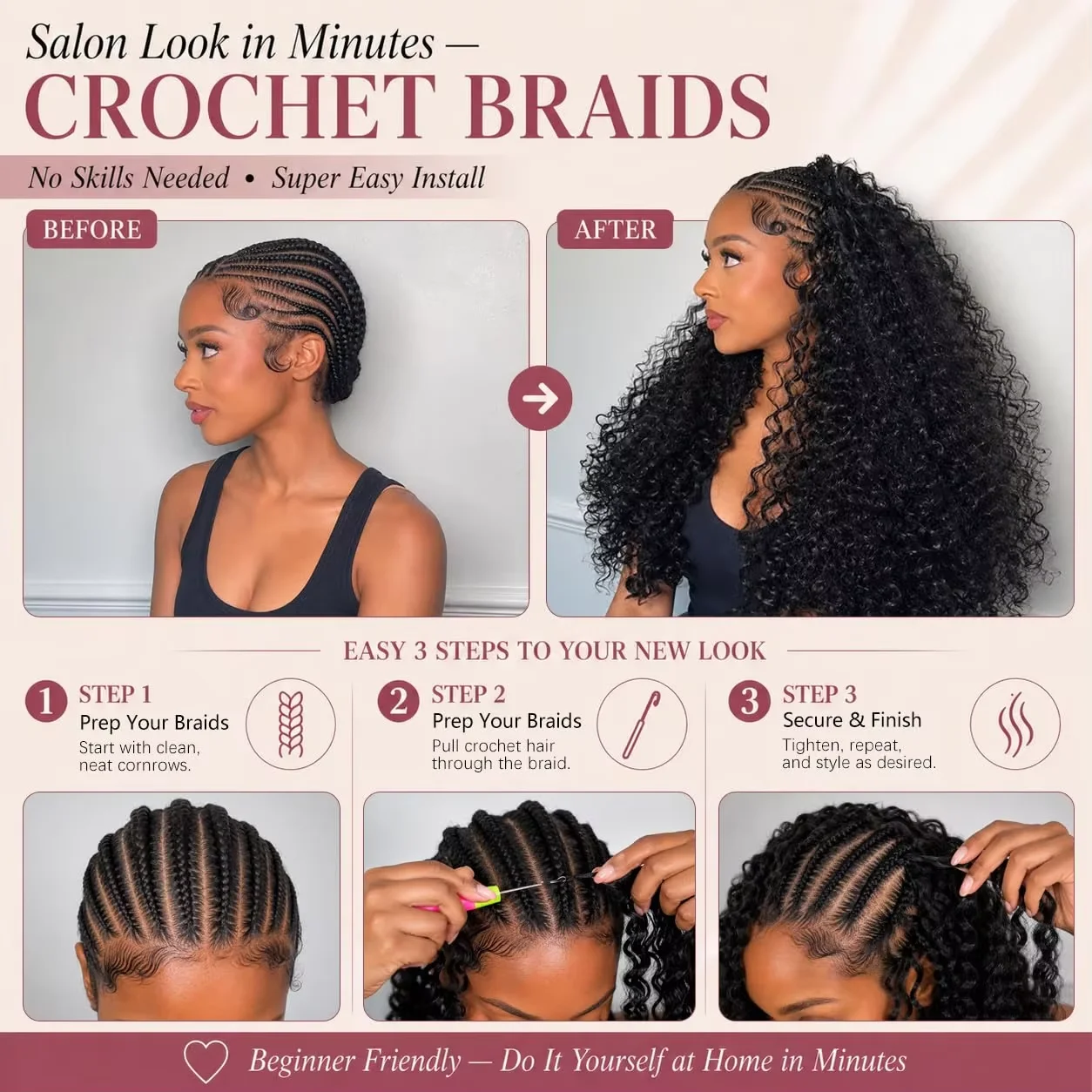 Miracle Knots Crochet 100% Human Hair Burmese Curly Crochet Hair Deep Wave Pre-Separated Feather Human Hair Extensions Pixie Curly Body Wave image 8