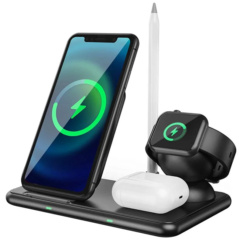 4 in 1 Foldable Wireless Charging Station For iPhone 14 13Pro Apple Watch 7/6 For Samsung Galaxy Watch Chargers 4/3 S22 S21