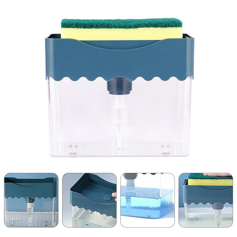 

Hand Push Pump Soap Dispenser Kitchen Storage Box Sponge Holder