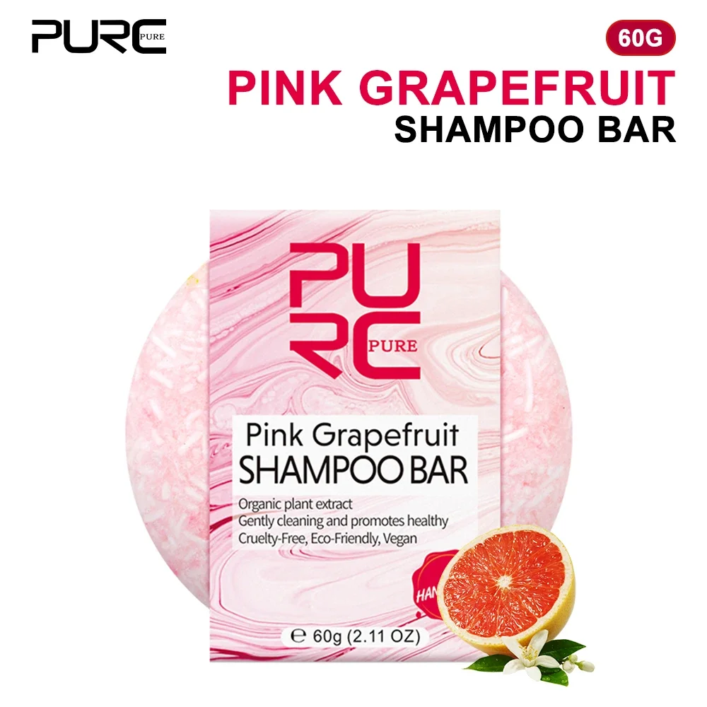 

PURC розовый шампунь с фруктами Garperfruit, разглаживающее мыло для волос, восстанавливающее поврежденные волосы, лечение кожи головы, дорожный твердый шампунь для ухода за волосами, 60 г
