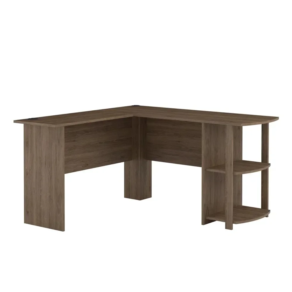 

Home Dominic L Desk with Bookshelves, Rustic Oak Writing Computer for Office