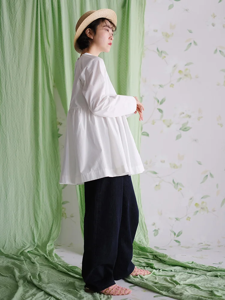 

Plant-Based Eco-Dyeing Loose Fit Casual Denim High Waist Vintage Blue Small Arc Leisure Jeans Women's Spring Summer Wide Leg