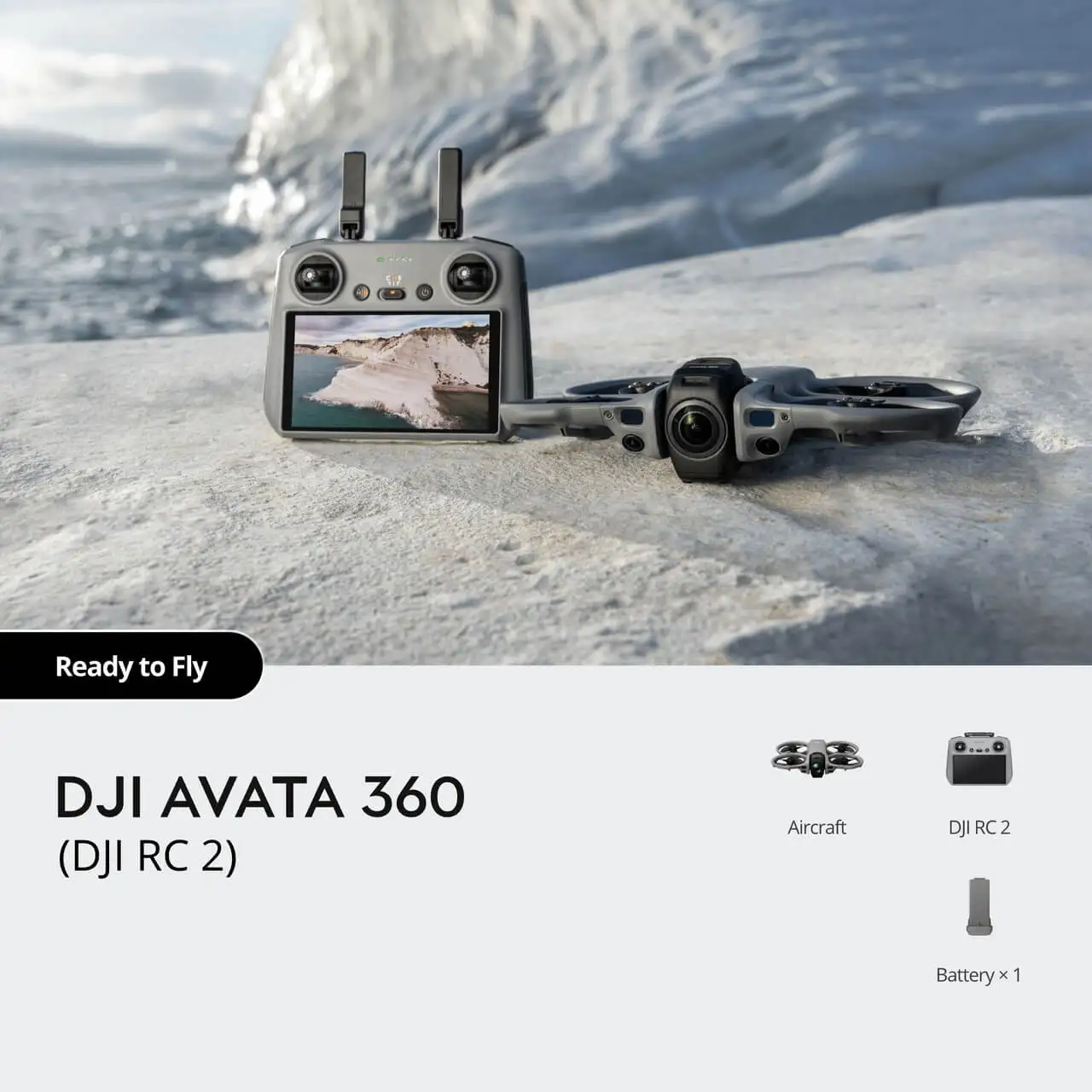 DJI Avata 360 (DJI RC 2) Drones With 1-Inch 8K 360° Imaging 360° Camera Drone With Propeller Guard Includes RC 2 With a Built-In Screen