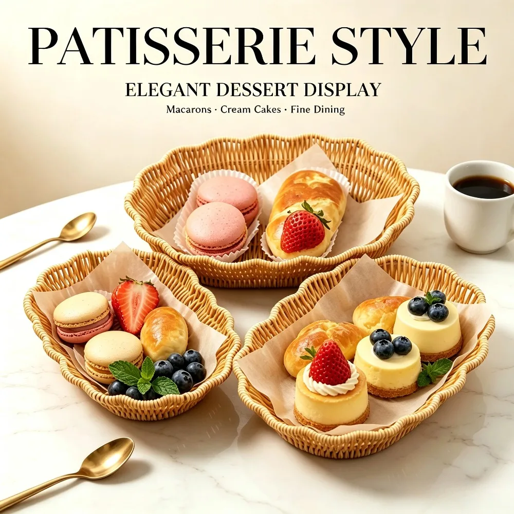 Handmade Imitation Rattan Woven Tray Heart Shape Storage Basket for Kitchen Bathroom Soap Towel Cosmetic Organizer Home Decor view 2