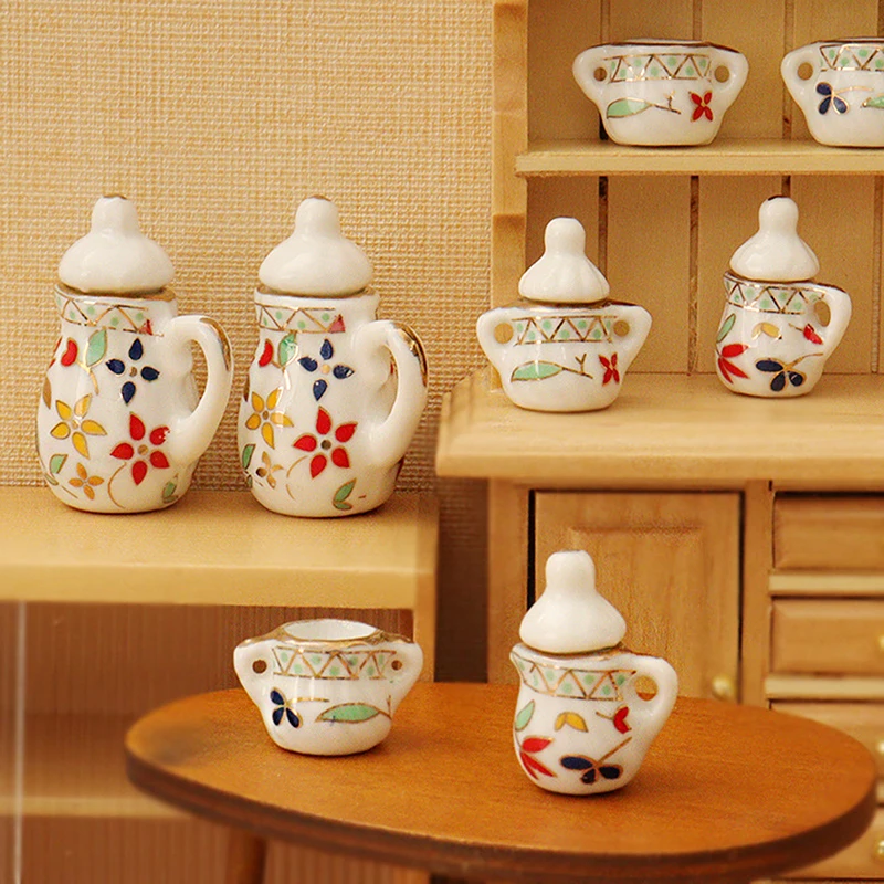 Dollhouse Miniature Tea Set Cup Tableware Kitchen Decor Toy Doll House Accessories