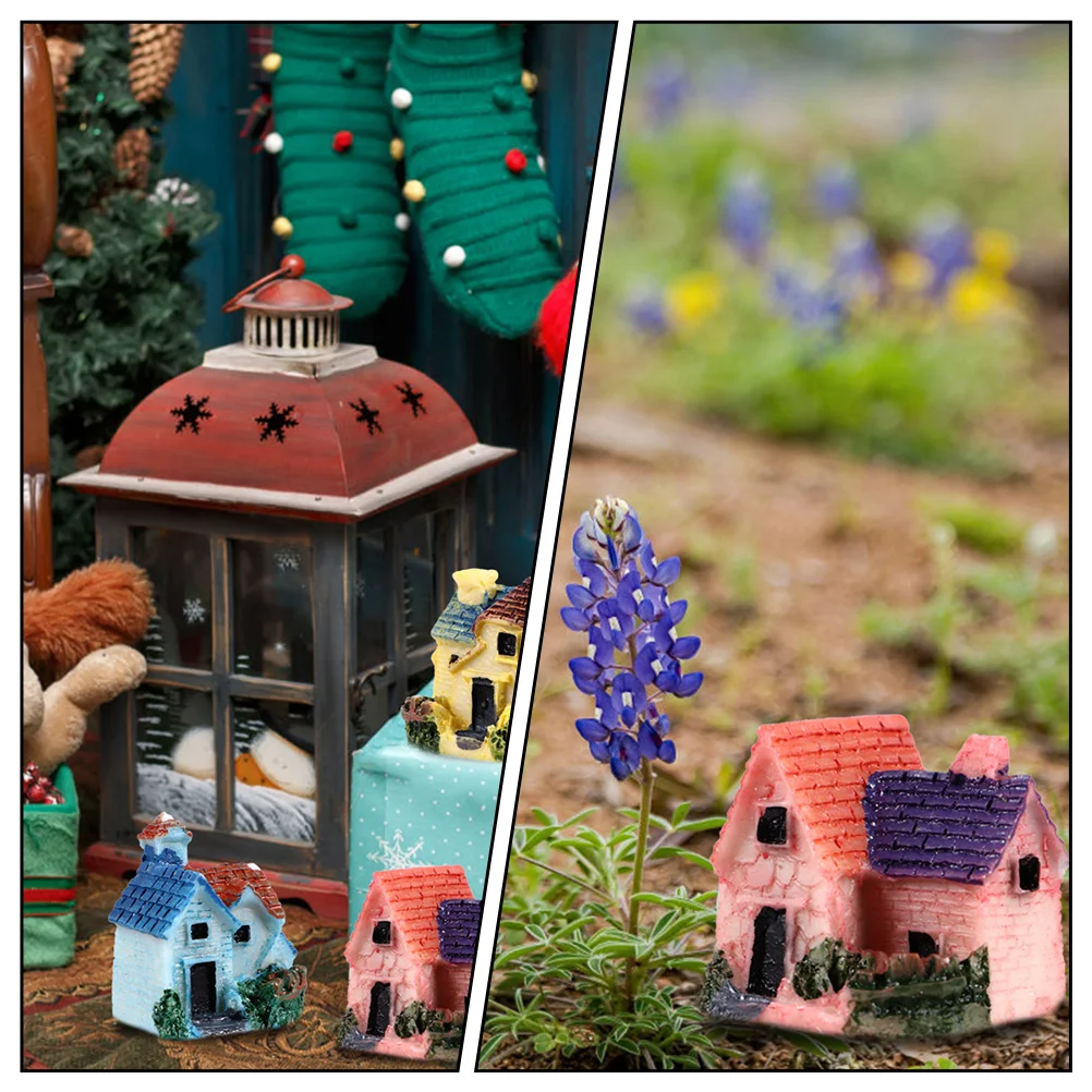 

8 Pcs Succulent Resin Ornaments Gardening Props DIY Decorative Mini House Accessories Plant Friendly Landscape Accessory