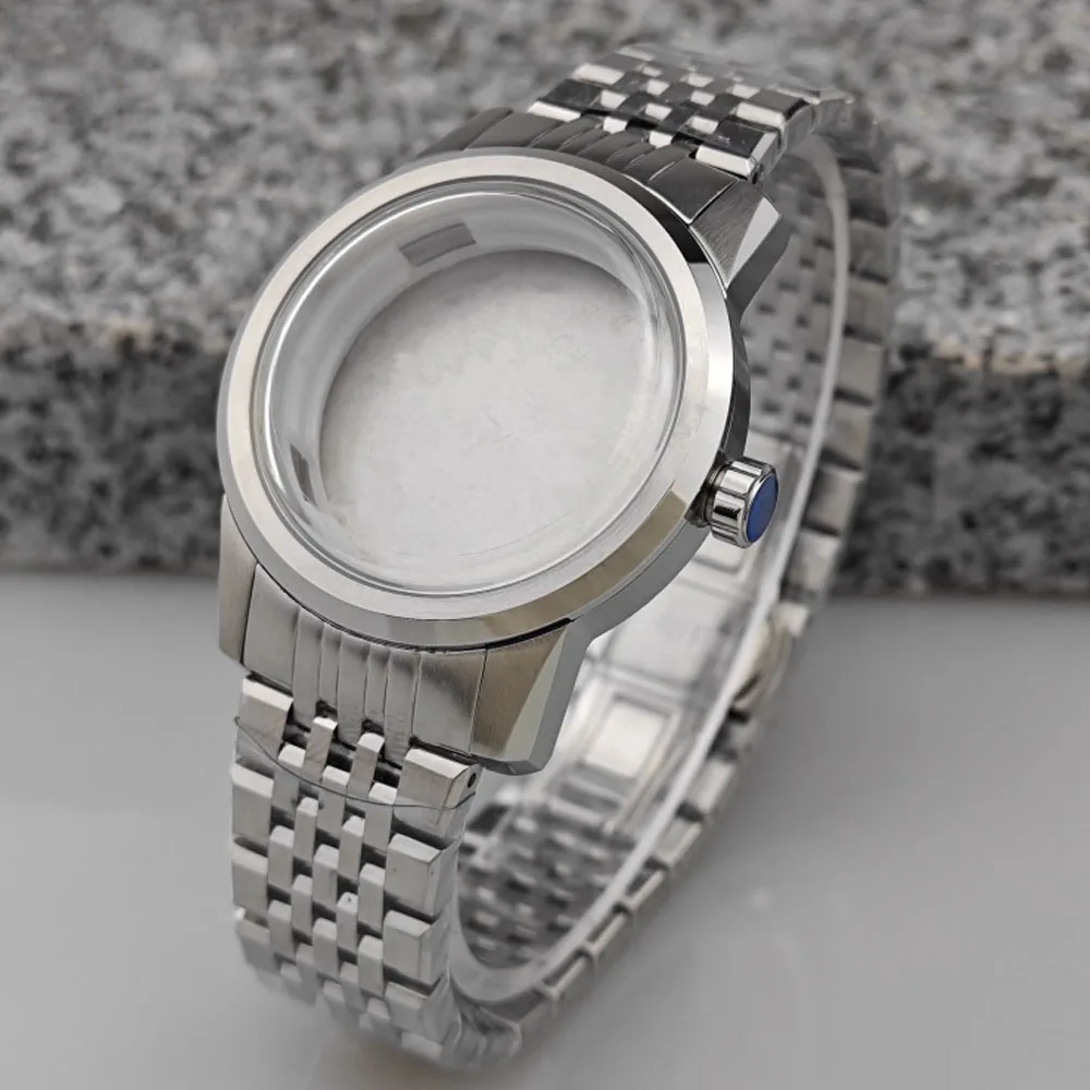 

NH35 Case 40mm, Steel Watch Case + Watch Strap Set for NH35/NH36 Movement Watch Shell with Bracelet, Fit 32.5mm Dial Accessories