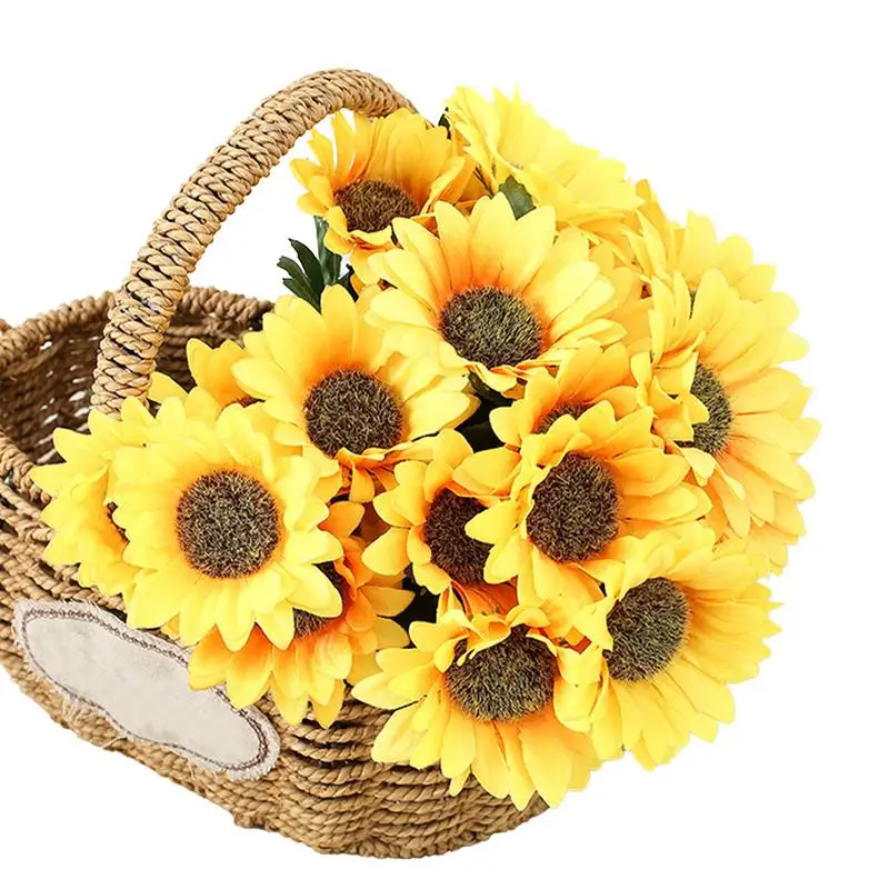 Artificial Sunflowers For Decoration Sunflower Fakeflowers Set Of 24 Pieces Silk Flower Arrangements Yellow Flowers For Table