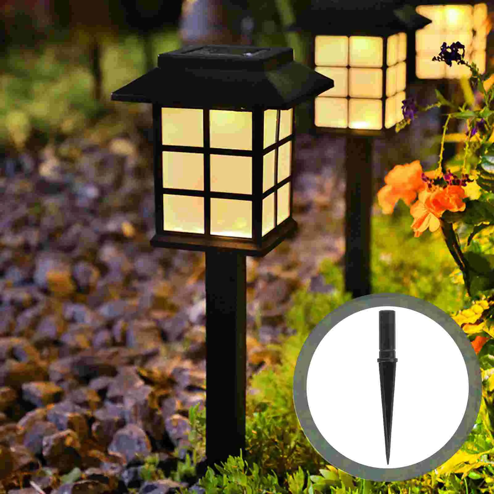 10 Pcs Solar Powered Lights Ground Luminous Lamp Plastic Replacement Stakes for Garden and Lawn LED Spike Black