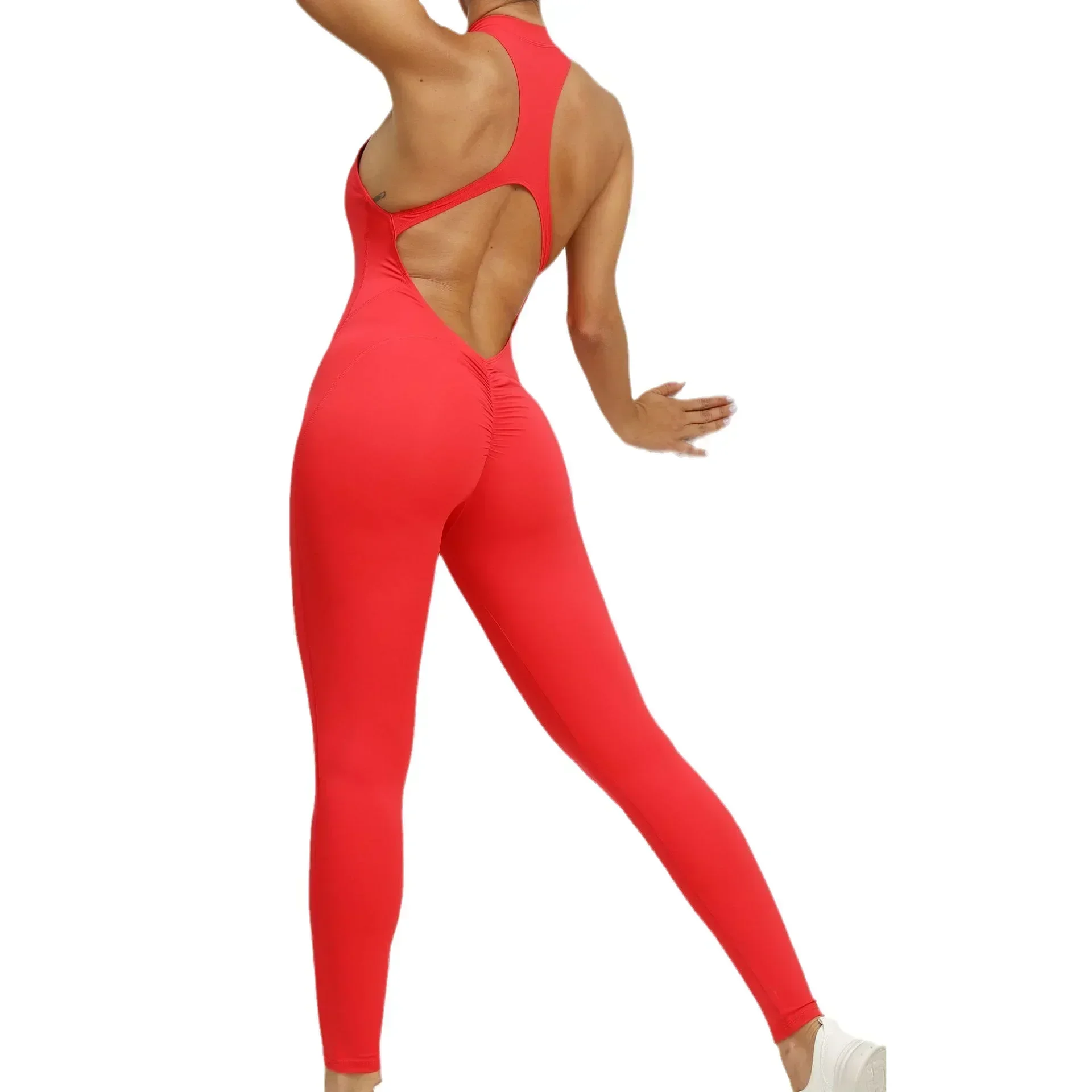 Seamless Yoga Jumpsuits One-Piece Zipper Sports Fitness Hollow Beauty Back Hip-lifting Running Training Tracksuits for Women