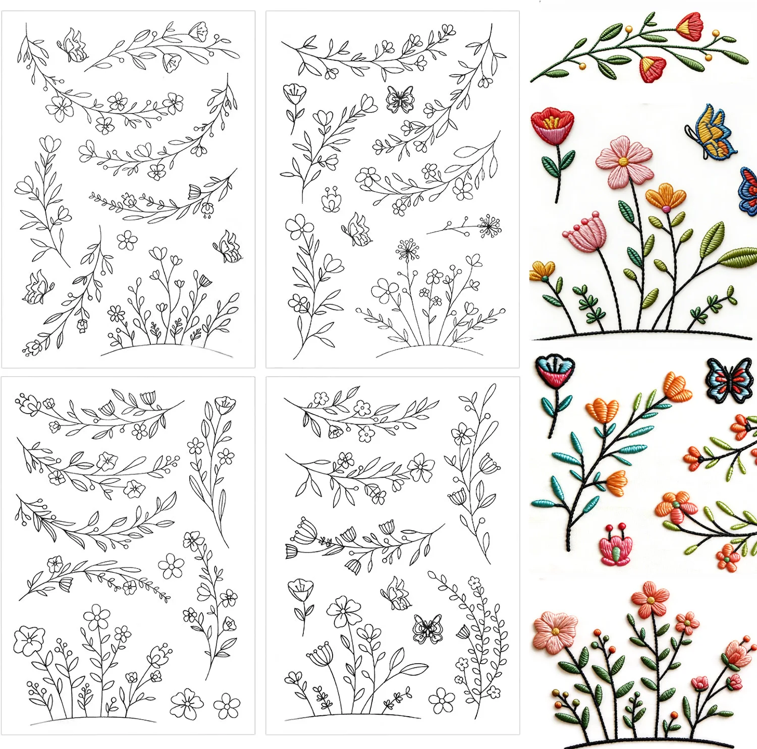 Stick & Stitch Water Soluble Embroidery Paper, Floral Daisy Wash Away Stabilizer Patterns for Hand Sewing Lovers & Beginners