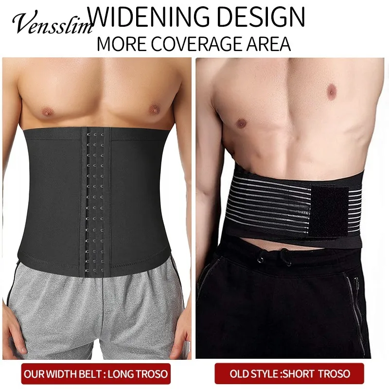 Vensslim Slimming Weight Loss Sauna Corset Men Fat Burner Body Shaper Waist Trainer Sweat Belt Hooks Tummy Control Strap