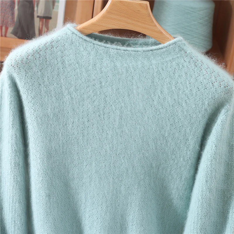 基本的な 100% ミンクカシミヤファッション O ネック無地セータープルオーバー長袖女性快適な優しいソフト服トップ