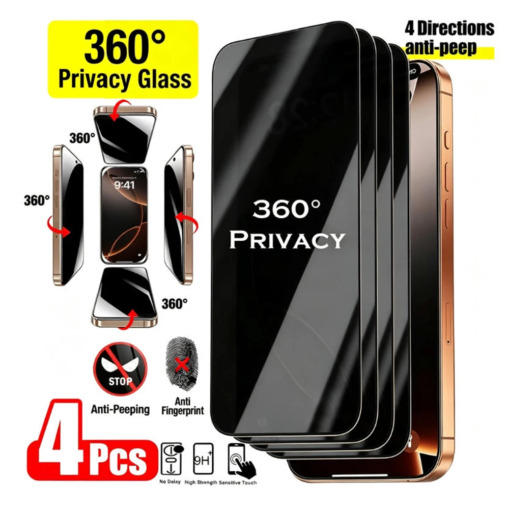 Aliexpress 1/4Pcs Privacy Screen Protectors For iPhone 18 17 16 15 14 13 Pro Max 12 11 16e Plus XR 17 Air 360° Full Anti-Spy Tempered Glass - Aliexpress Deal