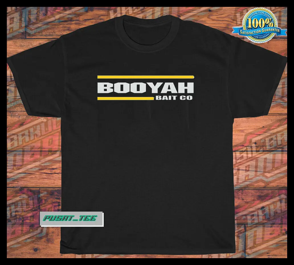 Booyah Fishing Bait logo american funny Cotton T-shirt Size S-5XL