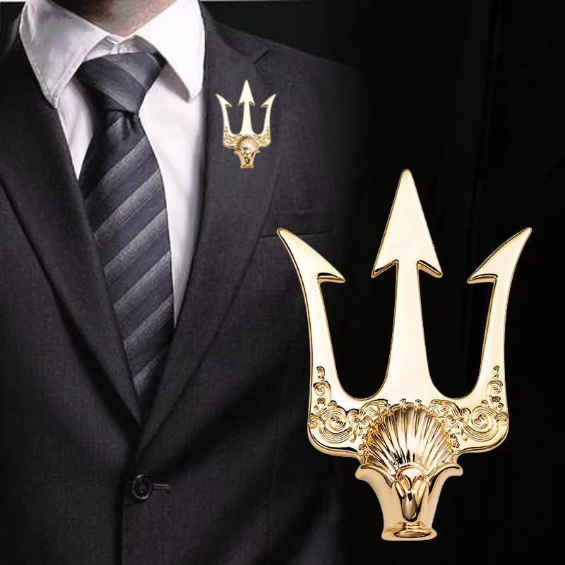 Metal Pines Lapel Pins Badge Shirt Collar Accessories Gifts for Men High-end British Stlye Vintage Trident Pin Men's Suit