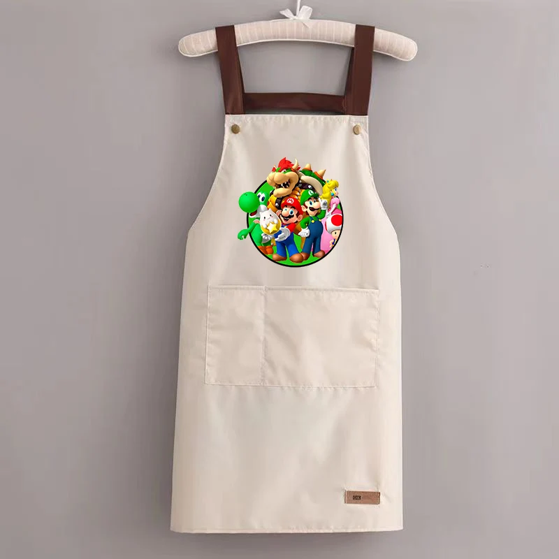 Super Mario Apron Cartoon Waterproof Oil Proofa Home Canvas Aprons Home Kitchen Dining Gardening Milk Tea Coffees Halls Workwear