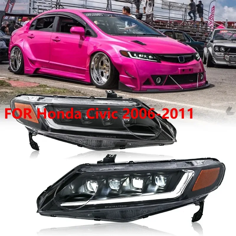 

1 пара светодиодных фар для Honda Civic 2006-2011, 4 линзы DRL в сборе