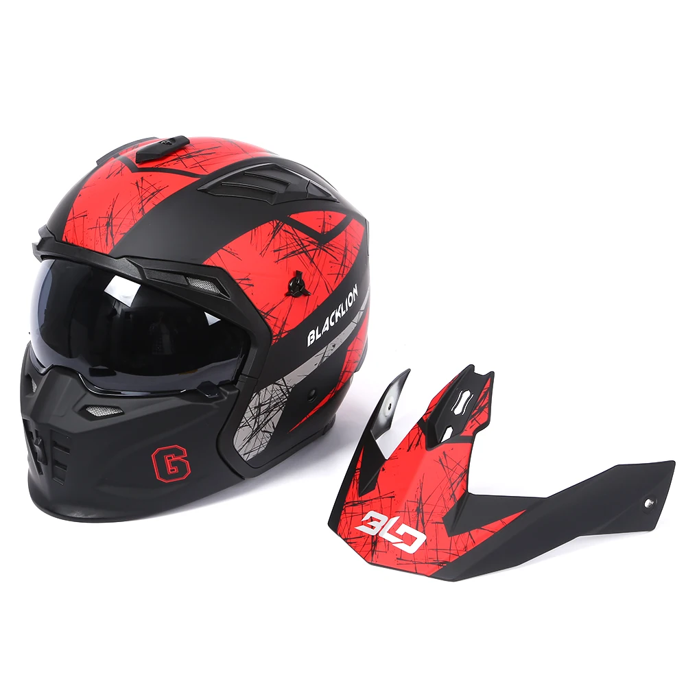Combinación de carreras todoterreno casco cruzado cara completa moto de cross Casque Moto Cascos hombre mujer Vintage casco de cara abierta aprobado por Ece