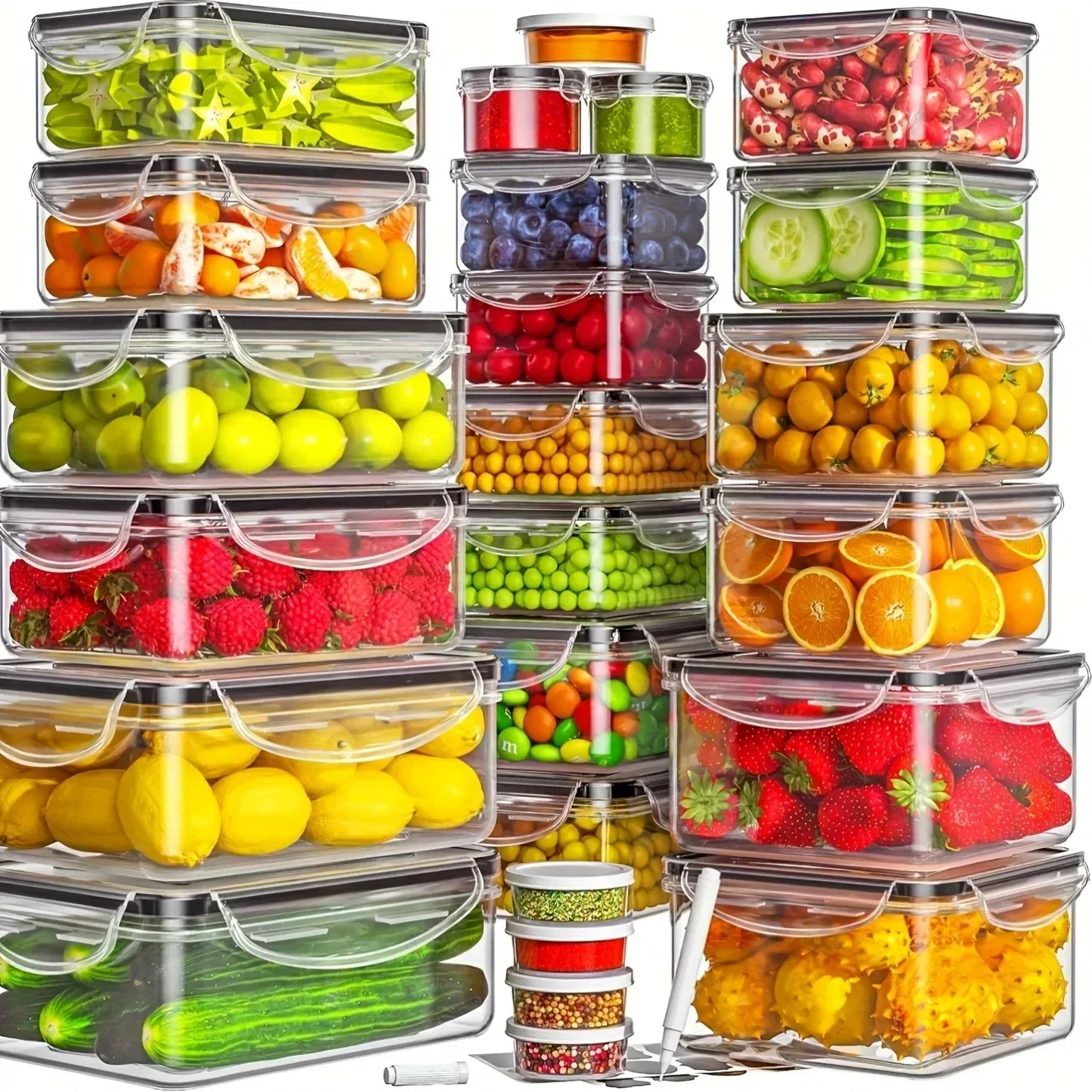 48Pcs BPA-Free Food Storage Set - 24 Airtight Containers & Lids with Labels for Pantry 48Pcs BPA-Free Food Storage Set - 24 Airtight Containers & Lids with Labels for Pan