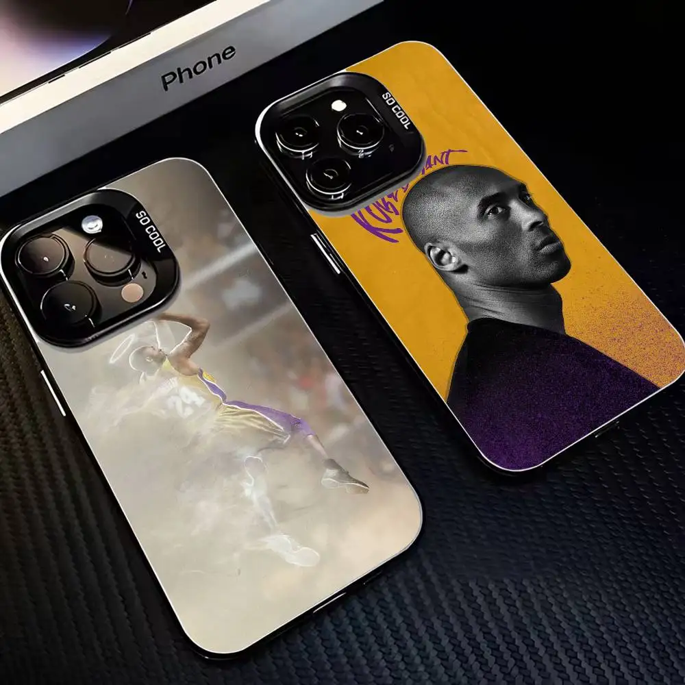 حافظة هاتف K-Kobe B-Bryant Mamba 8 24 لهاتف iPhone17,16,15,14,13,12,11 Plus، Pro Max غطاء أسود غير لامع مقاوم للصدمات