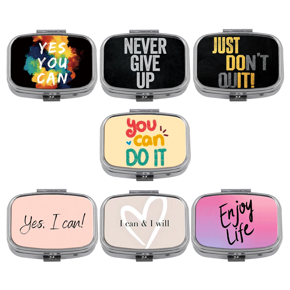 Inspirational Quotes Metal Medicine Box Pill Packaging Health Products Moisture Resist Storage Case Personalize Fashion Casket