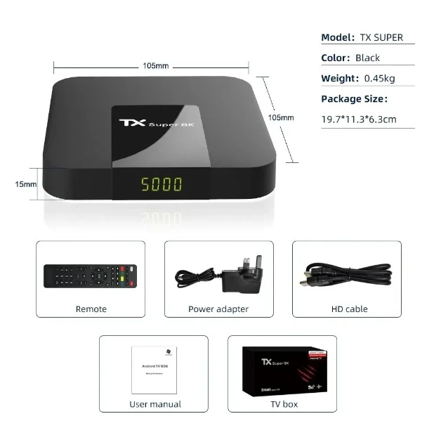 [حقيقي] صندوق تلفزيون ذكي فائق الأكثر مبيعًا TX Super 8K Android 11 TV box مشغل الوسائط في السوق العالمي يظهر 2GB 16GB Wifi Set Top Box