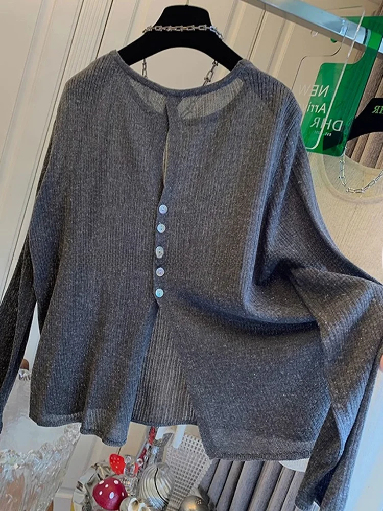 

Корейский круглый трикотаж Ne Long Sve из ледяного шелка, женский повседневный свободный крой, анти-УФ-трикотаж, удобный для похудения