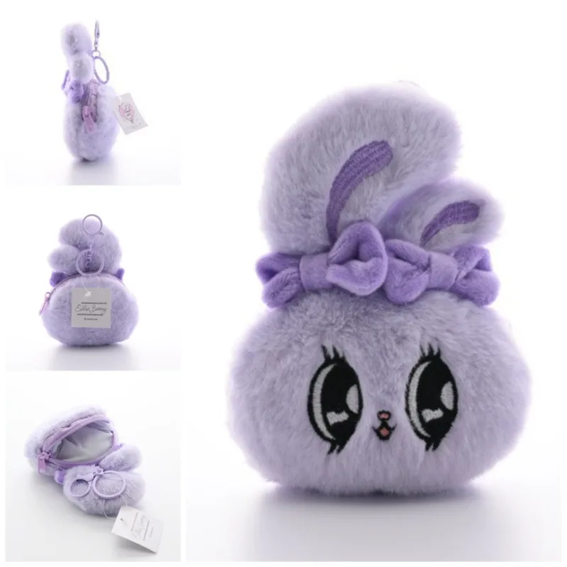 Porte-clés en peluche Kawaii Big Eyes Rabbit, porte-clés nœud papillon chérie, joli sac à dos, sac à main, cadeau pendentif en peluche, 13cm