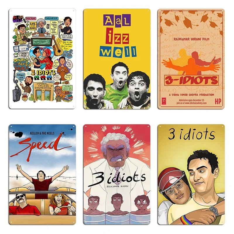 Aal Izz Well 3-idiots Fanmade Poster doodle mashup Inkt Metal Plaque Character Wall Cave Living Room Classic Tin Sign Poster