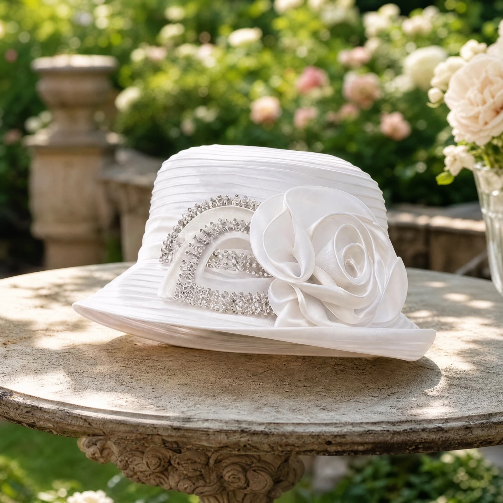 Women's Sun Hat with Textile Flower Stylish Artisan-Made Women's Sun Hat Long-Lasting Lightweight for Outdoor Events