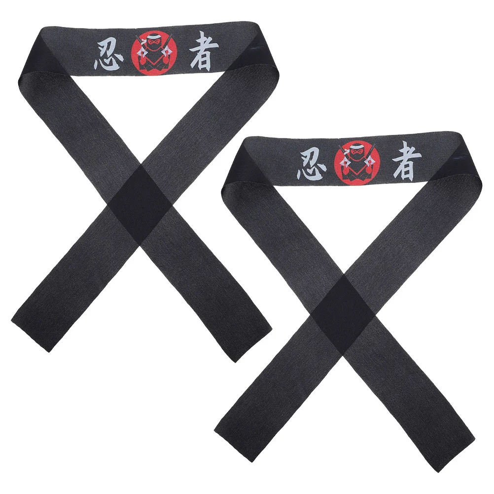 2 Pcs Ninja Print Headband Karate Kid Hibachi Sushi Hair Headwear Headbands for Men Breathable