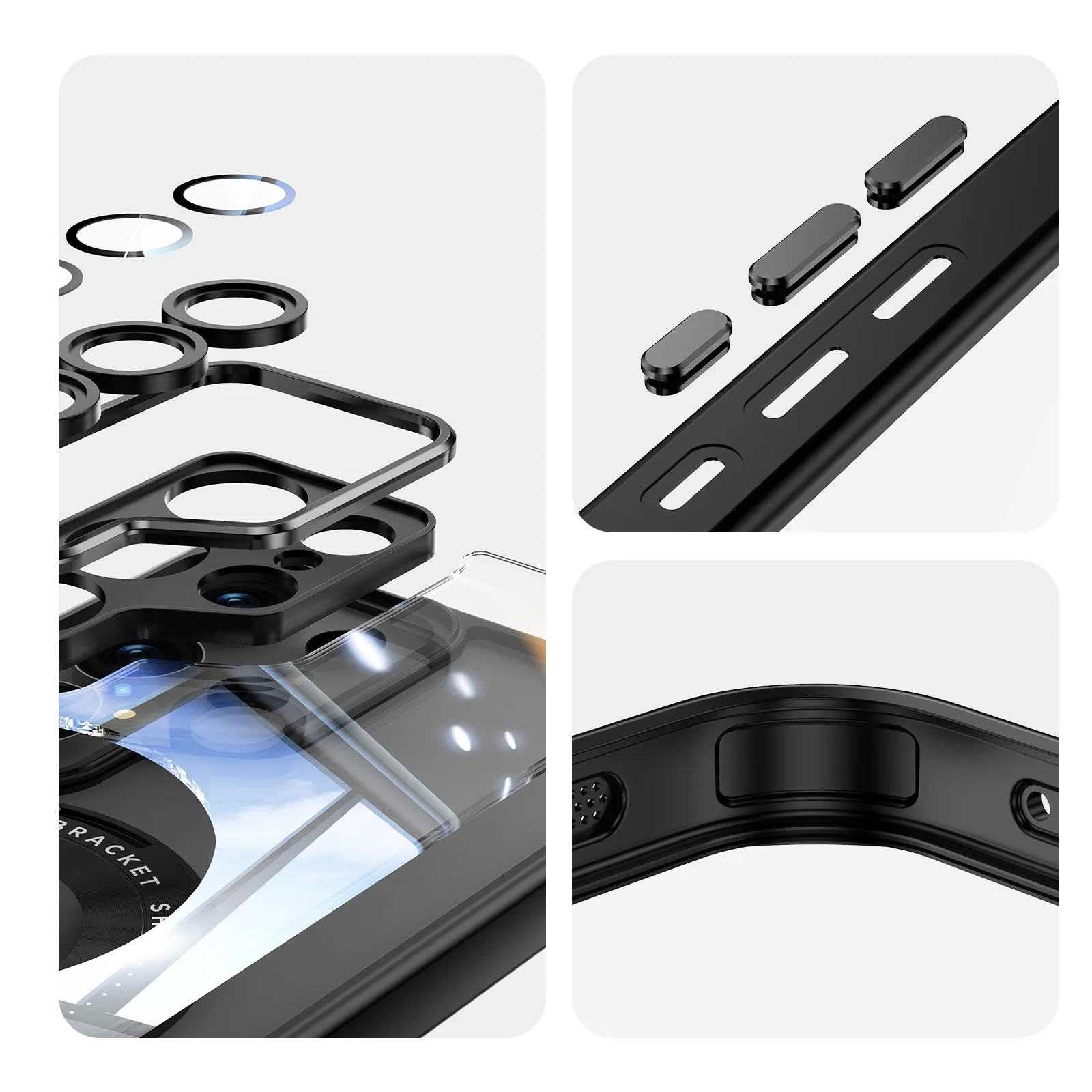 Прозрачный матовый чехол для Samsung Galaxy S25 Ultra S24 Plus S23, силиконовая рамка, магнитный вращающийся чехол с подставкой-держателем