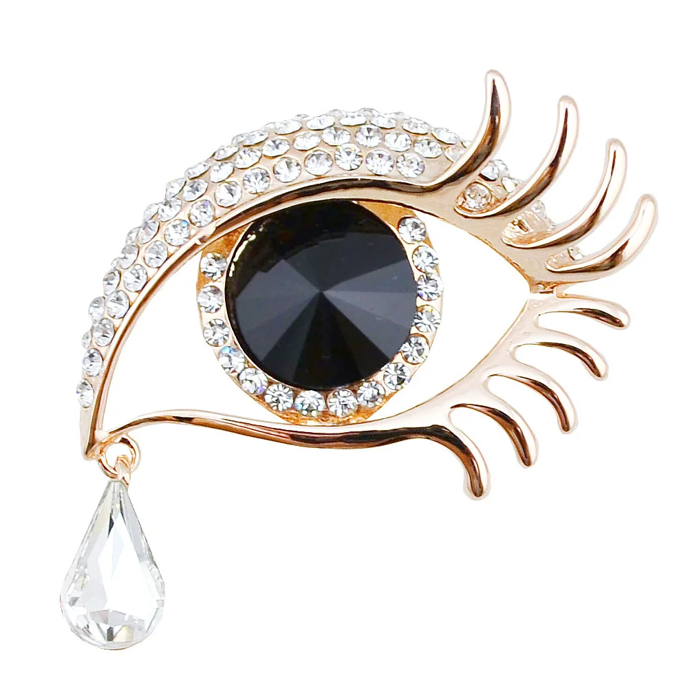 High Quality Crystal Rhinestones Blue Eye Brooch Pins Fashion Women's Dress Hat Shoes Decorated Jewelry image 5