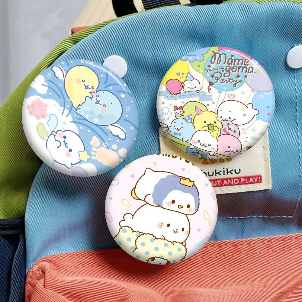 classic M-Mamegoma CUTE Kawaii Cartoon Soft Button Pin Bright Printed Icon Gift For Friends Badge Collar Brooch Lapel Pin Metal