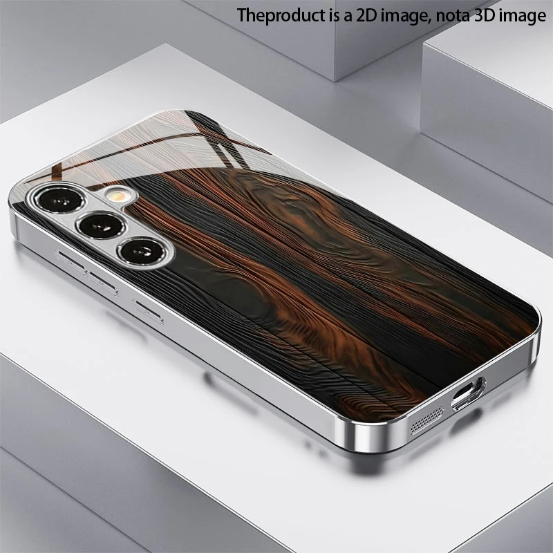 Deep Brown Wood Grain Pattern 2D Phone Case for Samsung S26 S25 S24 S23 S22 S21 S20 A56 A36 A16 - Glass Protective Cover
