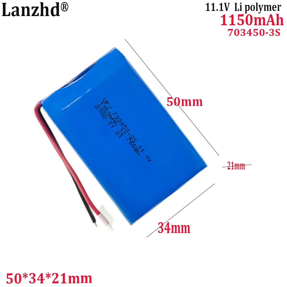 703450-3S 11.1V li Polymer Lithium battery  1150mAh For scanner hand warmer heater battery