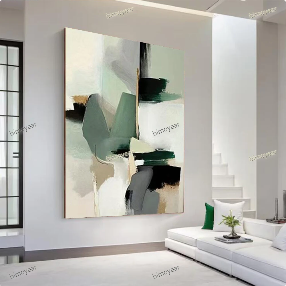 

Handmade Abstract Oil Painting on Canvas - Comfortable Design Wall Art Picture for Home Living Room Decor Image Unique Mural Gif