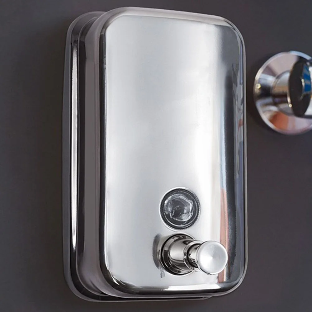 

Wall Mounted Soap Dispenser 500ml Silver Stainless Steel Shampoo Pump Kitchen Bathroom Hair Lotion Container