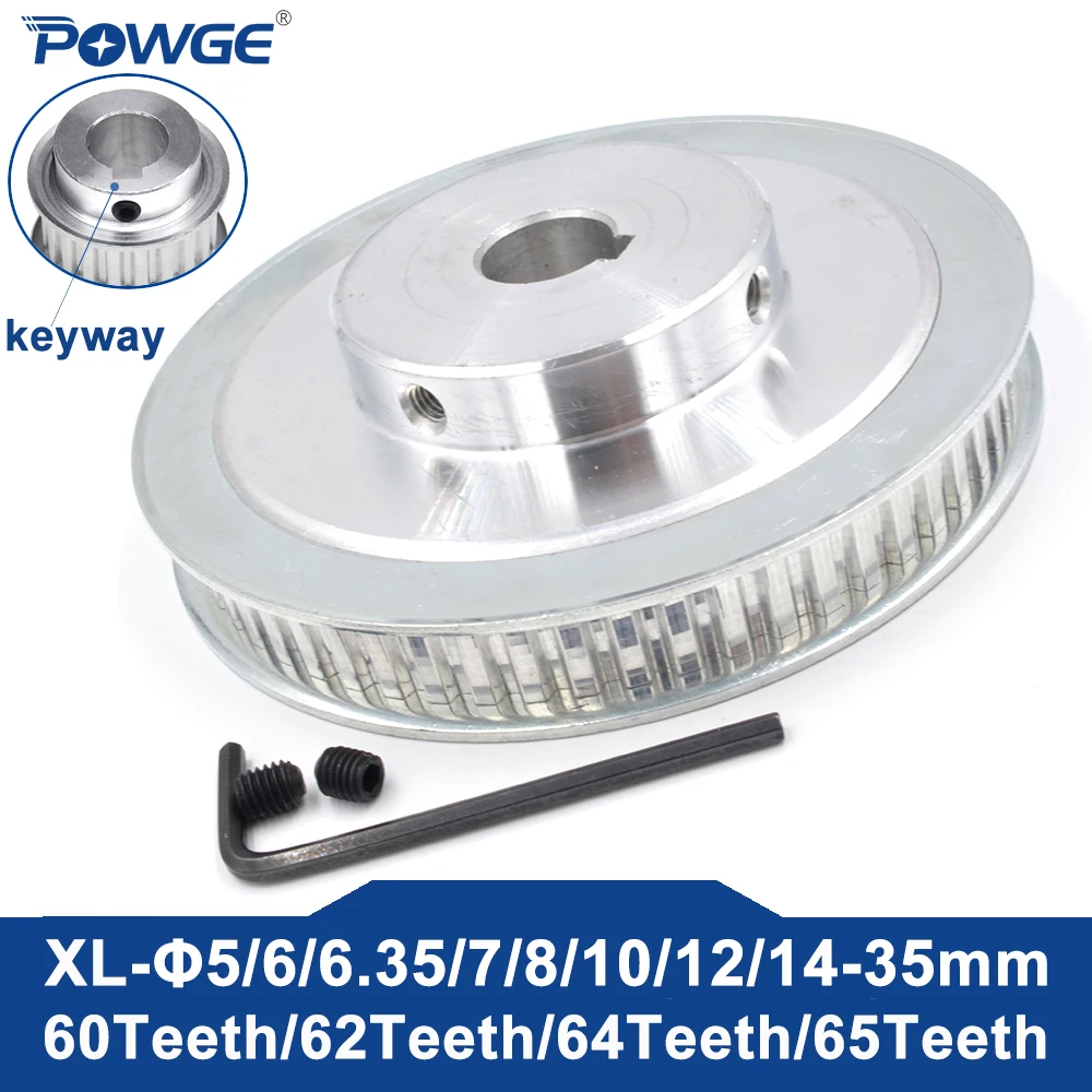 POWGE 60 62 64 65 teeth XL Timing Pulley Bore 5/6/6.35/7/8/10/12/14/15/16/17/18/19/20mm for Belt width 10/15mm 60T 62T 64T 65T 
